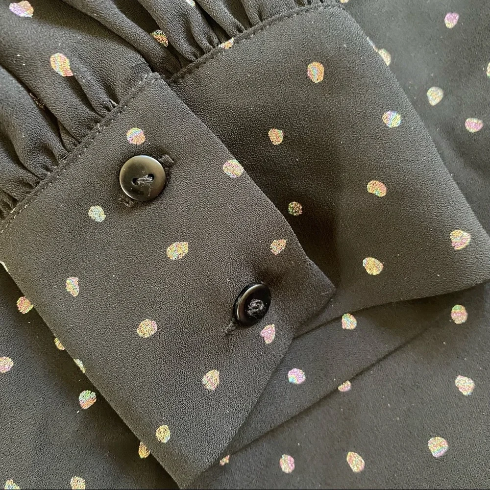 NWT See U Soon Anthropologie Tunic Top Black long Pillow Sleeve Dots Size Small - Picture 2 of 4